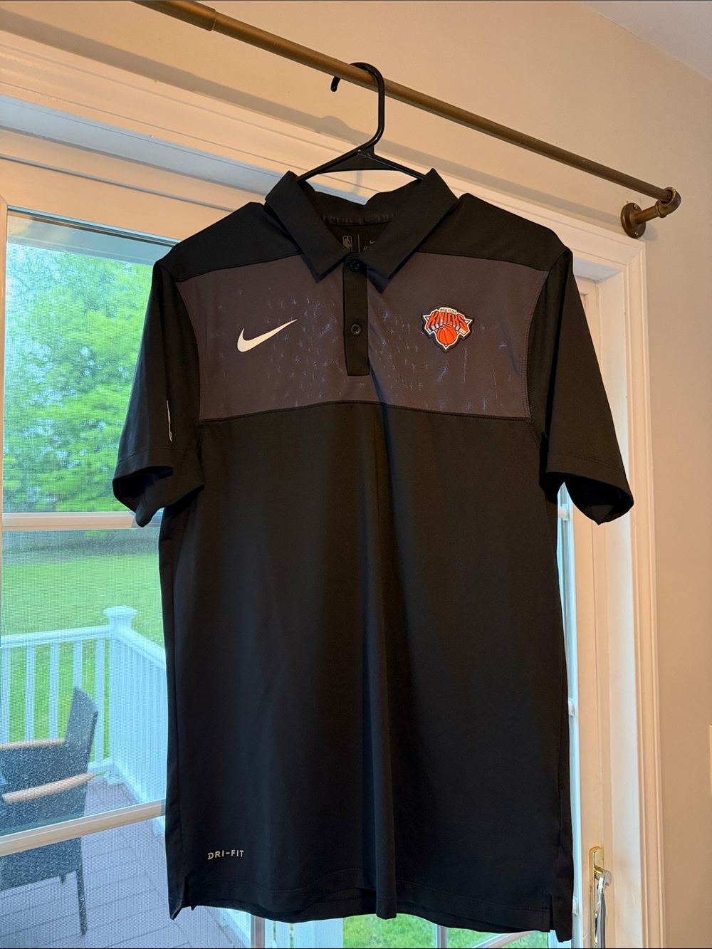 Nike Black and Gray New York Knicks Dri-FIT Polo